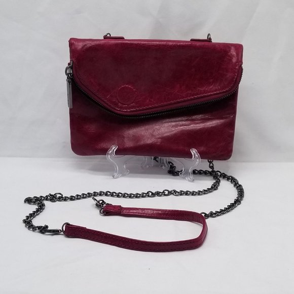 Hobo Daria Convertible Crimson Red Leather Cross Body Handbag Wristlet - Picture 1 of 8